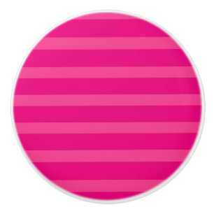 Pomo De Cerámica Rosa Fuerte y Rosa Claro Puñetazos Rayas Brillante