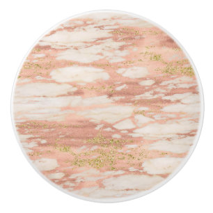 Pomo De Cerámica Rosa Gold Yellow Metallic Marble Trendy