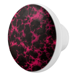 Pomo De Cerámica Rosa manchado vibrante y negro del gótico