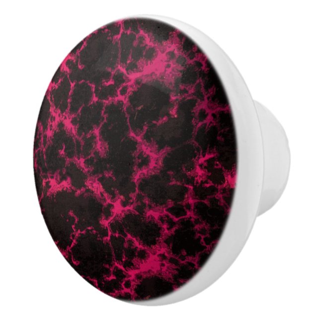 Pomo De Cerámica Rosa manchado vibrante y negro del gótico (Derecha)