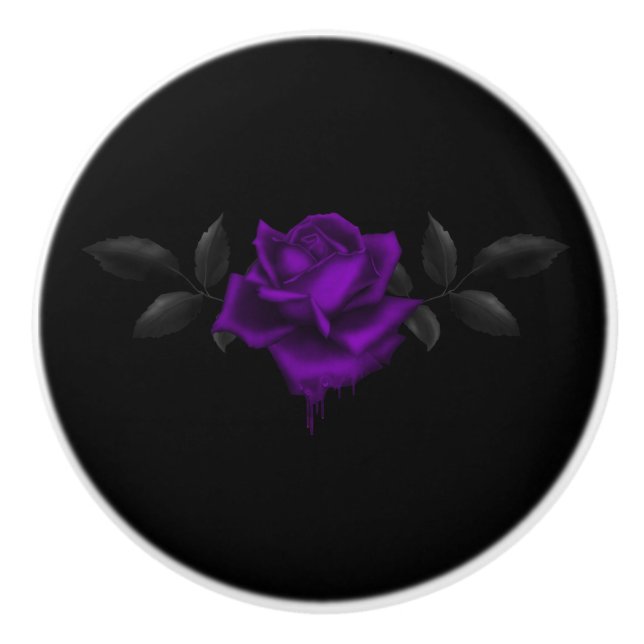 Pomo De Cerámica Rosa morado gótico oscuro (Anverso)