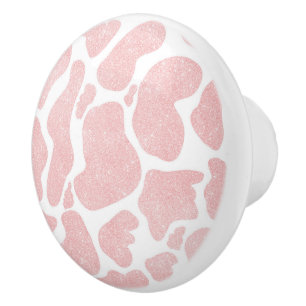 Pomo De Cerámica Rosa Oro blanco grande Cubos de vaca grande Impres