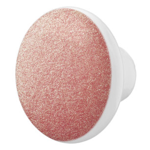 Pomo De Cerámica Rosa Purpurina de oro