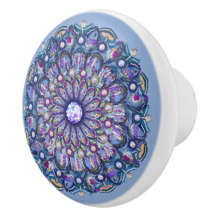 Pomo De Cerámica rosante azul