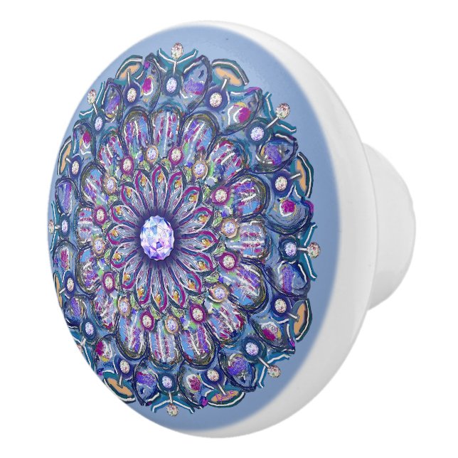 Pomo De Cerámica rosante azul (Derecha)