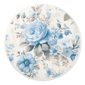 Pomo De Cerámica Rosas azul Pastel de luz artificial