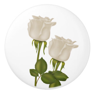 Pomo De Cerámica Rosas blancos
