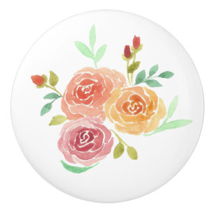 Pomo De Cerámica Rosas de acuarela Flores