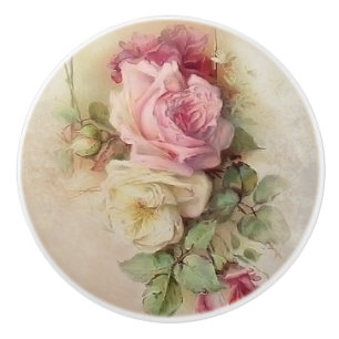 Pomo De Cerámica Rosas de estilo pintado a mano