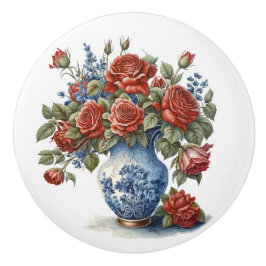 Pomo De Cerámica Rosas elegantes en Vase