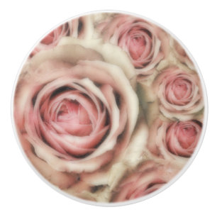 Pomo De Cerámica Rosas rosadas elegante shabby chic floral casa de 