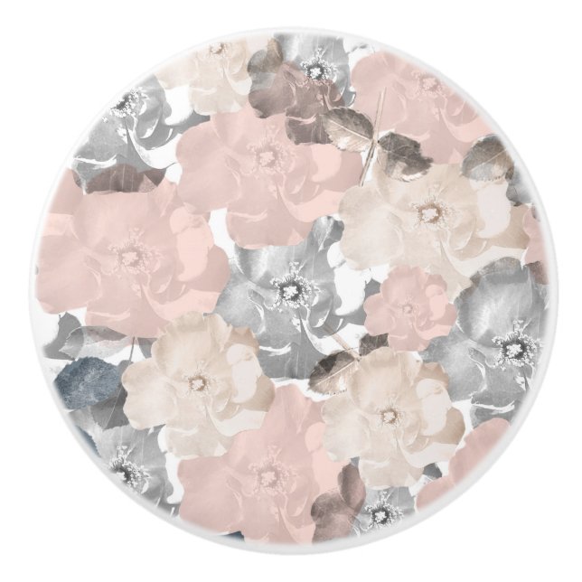 Pomo De Cerámica Rosas rosados y negros con clase (Anverso)