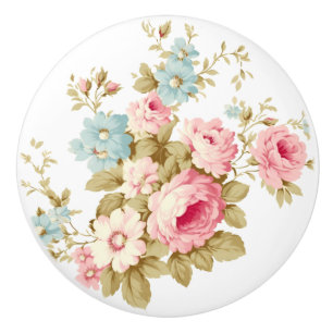 Pomo De Cerámica Rosas rosas rosadas de la virgen femenina