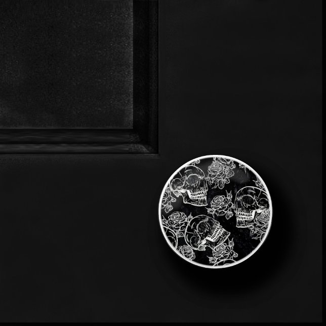 Pomo De Cerámica Rosas Skulls y Chalk | Gótica Glam Funky Grunge (Subido por el creador)