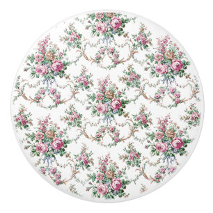 Pomo De Cerámica Rosas y Swags elegantes del rosa del vintage