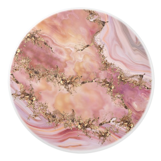 Pomo De Cerámica Rose quartz and pastel pink marble (Anverso)