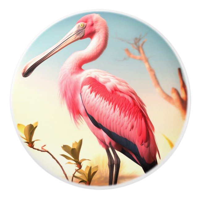 Pomo De Cerámica Roseate Spoonbill Ceramic Dote Pull (Anverso)