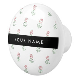 Pomo De Cerámica Roses Rojos, Patrón De Rosas, Tu Nombre