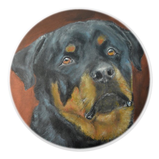 Pomo De Cerámica Rottweiler (Anverso)