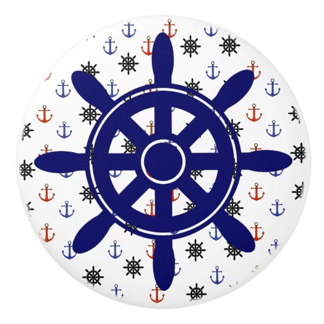 Pomo De Cerámica Rótulo y náutica Knob de gabinete (Anverso)