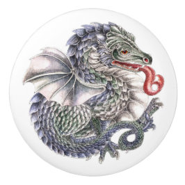 Pomo De Cerámica Round blue dragon ceramic knob