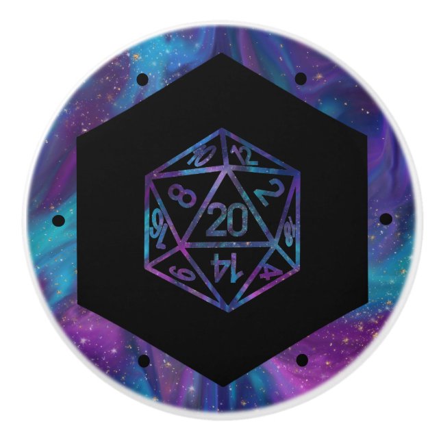 Pomo De Cerámica RPG Dice | Nebula Fantasy Retro Tabletop PnP Gamer (Anverso)
