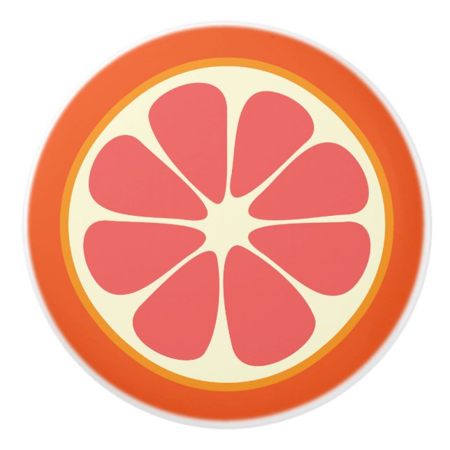Pomo De Cerámica Ruby Red Grapefruit Juicy Sweet Citrus Fruit Slice (Anverso)