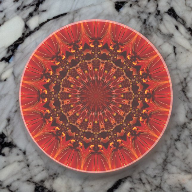 Pomo De Cerámica Rudbeckia floral profunda roja Mandala (Subido por el creador)