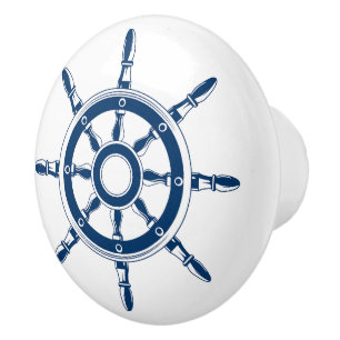 Pomo De Cerámica Ruder azul de barco náutico