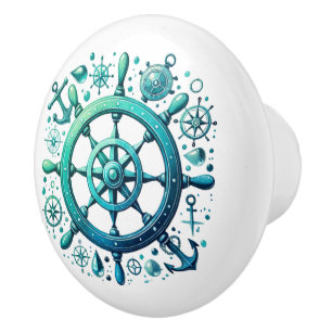 Pomo De Cerámica Rueda de los barcos de la casa de playa
