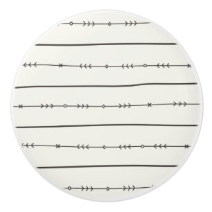 Pomo De Cerámica Rústico Boho Chic Moderno Tendente Flecha Marfil