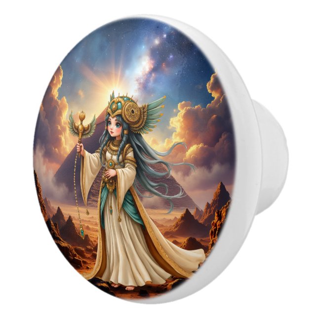 Pomo De Cerámica Sacerdotisa Celestial de la Pirámide Dorada. (Derecha)
