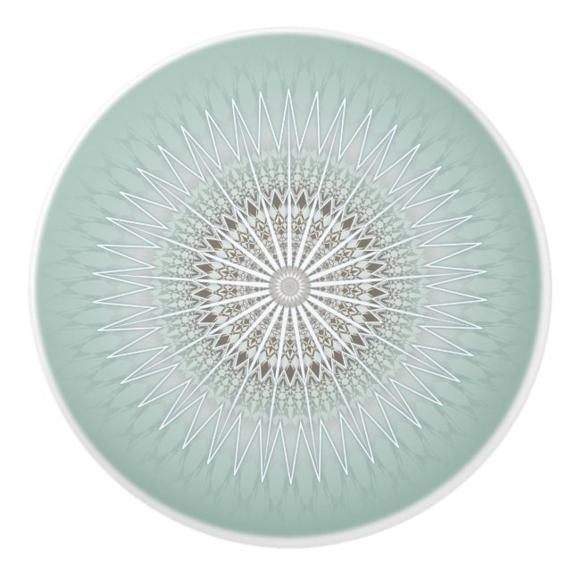 Pomo De Cerámica Sage Green Modern Geometric Mandala (Anverso)