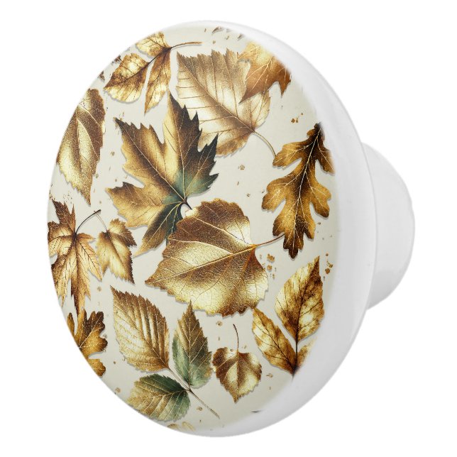 Pomo De Cerámica Saltos de bronce de oro Almond Beige Glam Fall (Derecha)