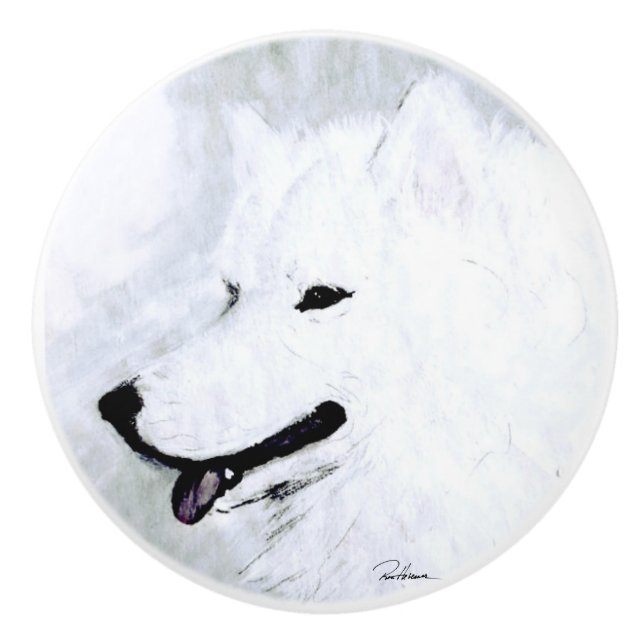 Pomo De Cerámica Samoyed (Anverso)