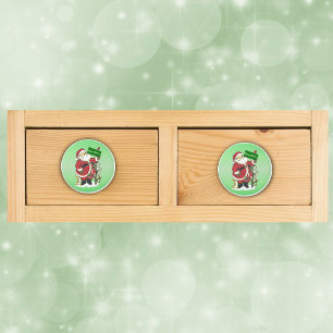 Pomo De Cerámica Santa Claus Cute Animals Feliz Navidad