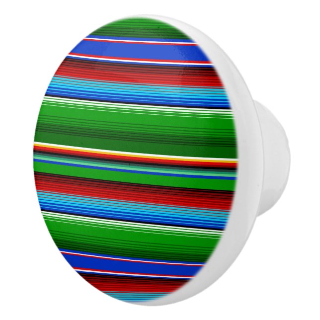 Pomo De Cerámica Sarape mexicano azul verde (Derecha)