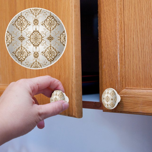 Pomo De Cerámica Satin de Oro y Blanco (Subido por el creador)