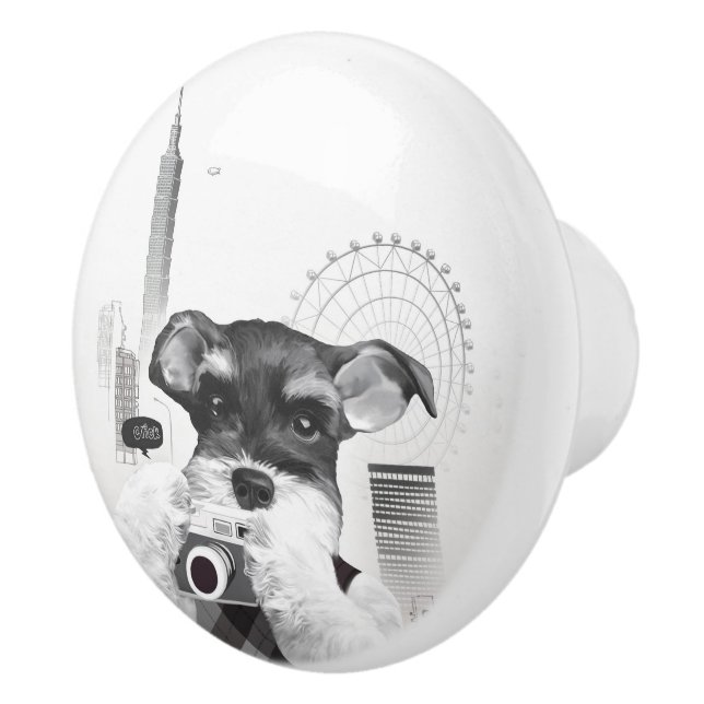 Pomo De Cerámica Schnauzer con cámara (Derecha)