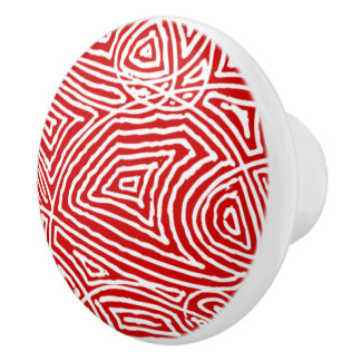 Pomo De Cerámica Scribbleprints Red Pattern 2 Knob