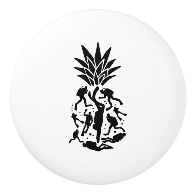 Pomo De Cerámica Scuba Divers Pineapple (Anverso)