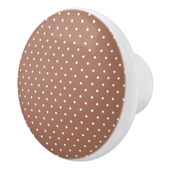 Pomo De Cerámica Seamless medium brown polka dot  pattern (Derecha)