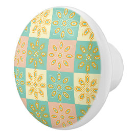 Pomo De Cerámica Seamless pattern with geometric floral motifs