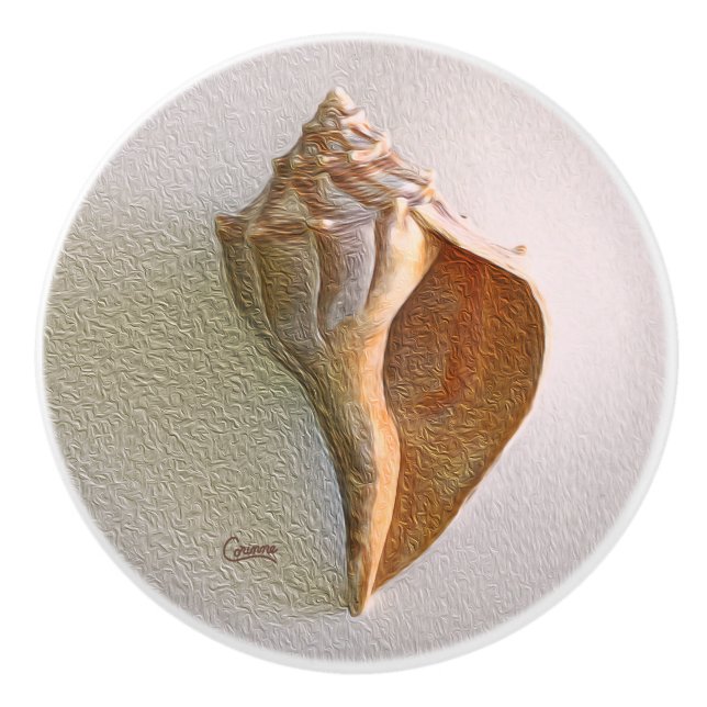 Pomo De Cerámica Seashell 2 R - botón (Anverso)