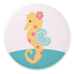 Pomo De Cerámica Seda Sweeties Seahorse Nursery Drawer Pull Knob