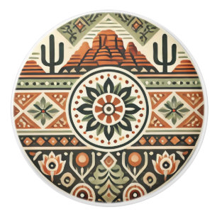 Pomo De Cerámica Sedona Southwest Desert Colores Iconos y Estilo