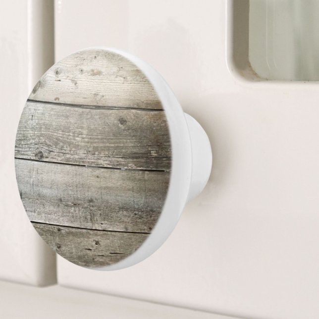 Pomo De Cerámica Sencilla agricultura rural en el oeste de la zona  (Simple Western Country Farmhouse Grey Barn Wood Ceramic Knob)