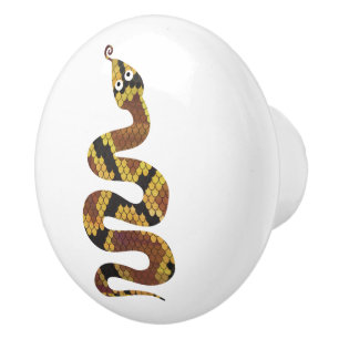 Pomo De Cerámica Serpiente Brown y silueta del oro