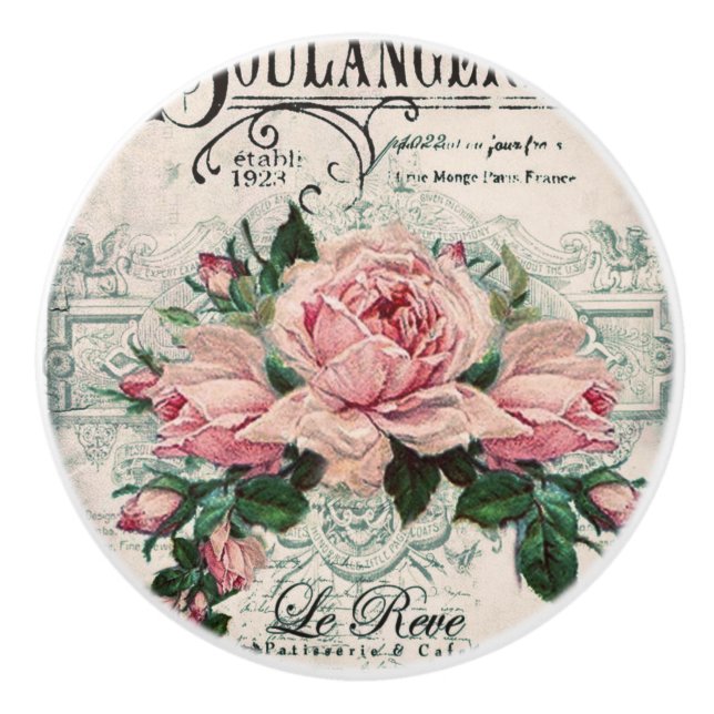 Pomo De Cerámica shabby chic, desoupage, victoriano, moda francesa, (Anverso)