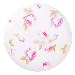 Pomo De Cerámica Shabby Chic Pale Pink Rose Furniture Pull / Knob